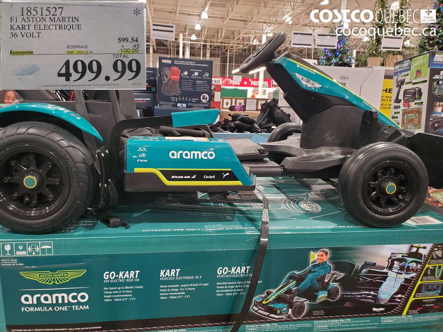 1851527 F1 ASTON MARTIN KART ÉLECTRIQUE 36 VOLT ($100.00 INSTANT SAVINGS EXPIRES ON 2025-12-24) $499.99