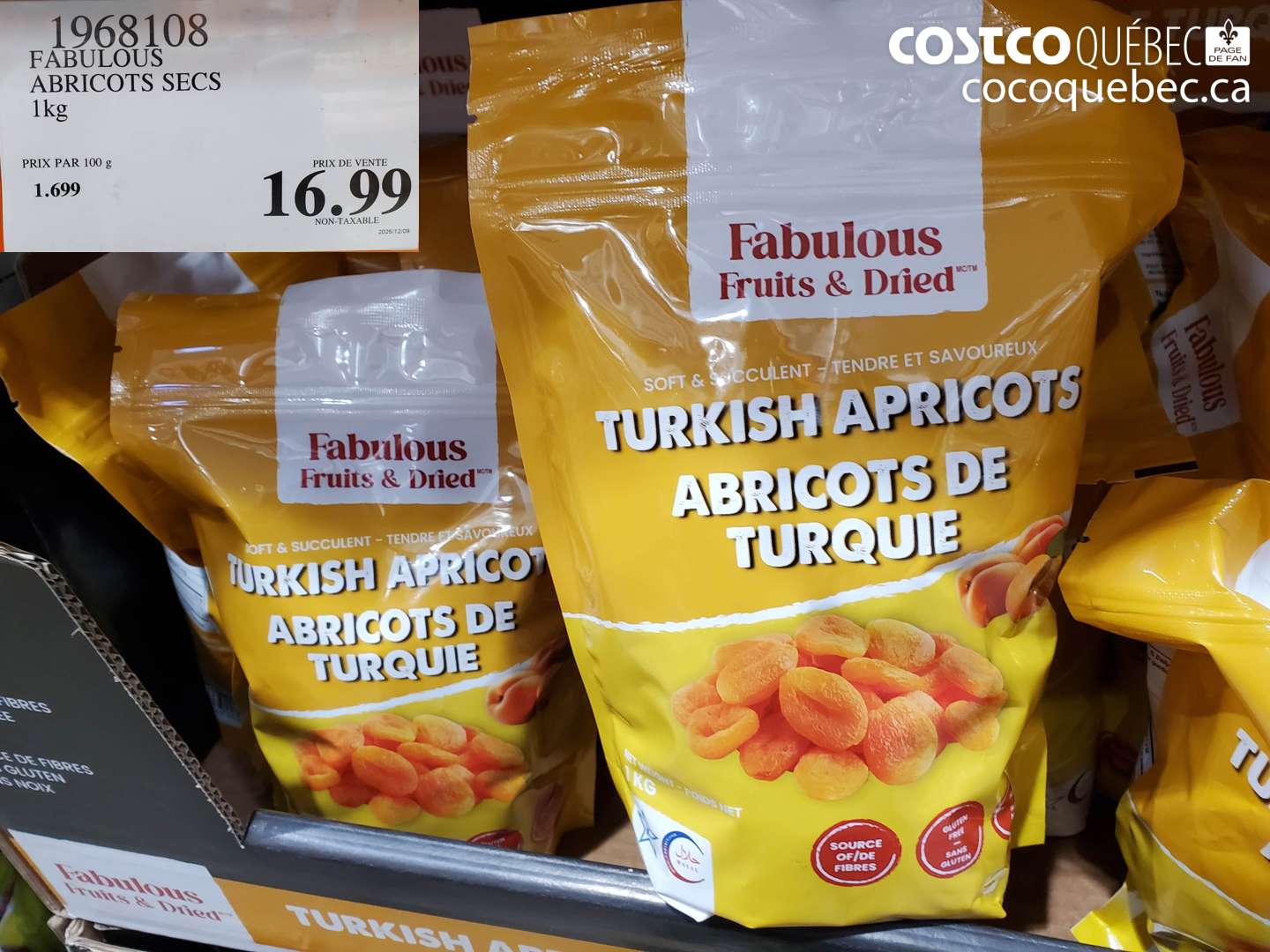 1968108 FABULOUS ABRICOTS SECS 1kg $16.99