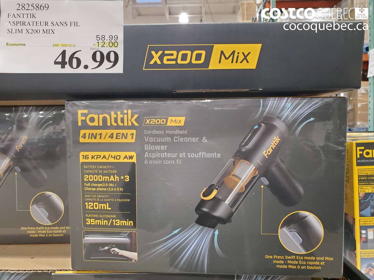 2825869 FANTIK ASPIRATEUR SANS FIL SLIM X200 MIX ($12.00 INSTANT SAVINGS EXPIRES ON 2025-12-21) $46.99