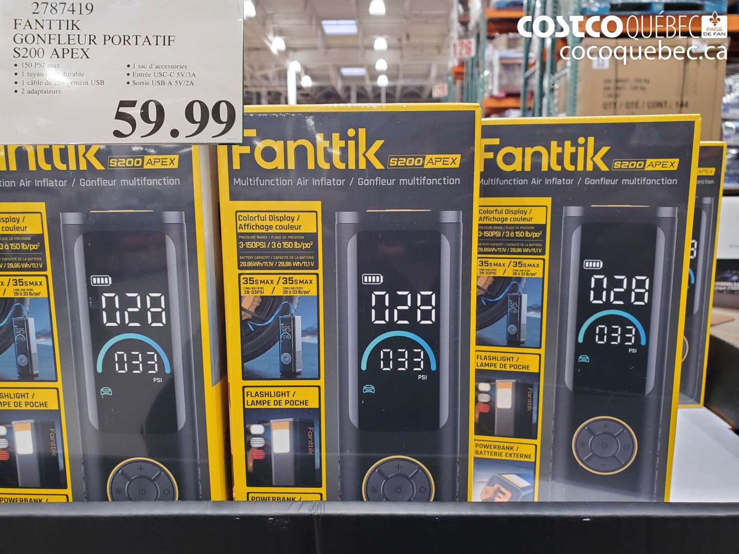 2787419 FANTIK GONFLEUR PORTATIF S200 APEX $59.99