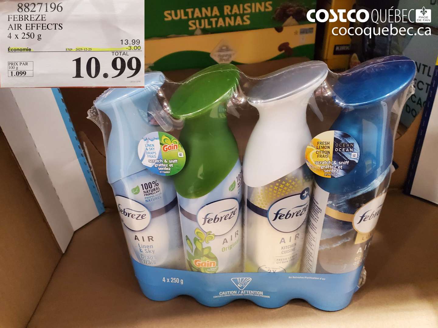 8827196 FEBREZE AIR EFFECTS 4 x 250 g ($3.00 INSTANT SAVINGS EXPIRES ON 2025-12-25) $10.99