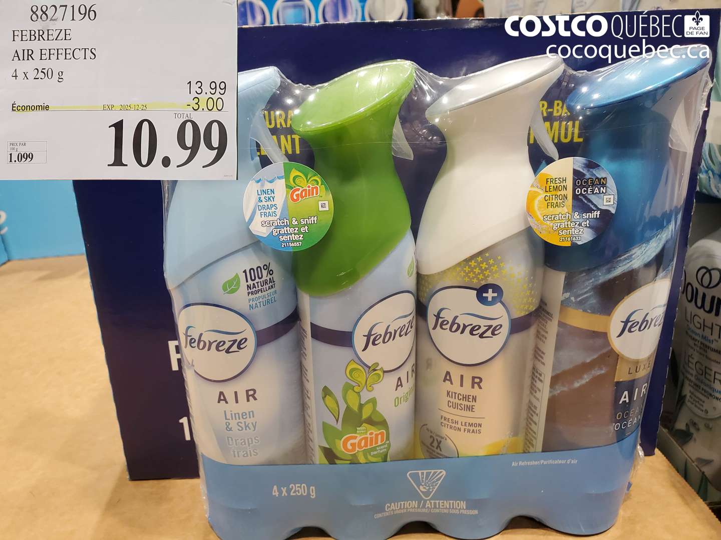 8827196 FEBREZE AIR EFFECTS 4 x 250 g ($3.00 INSTANT SAVINGS EXPIRES ON 2025-12-25) $10.99