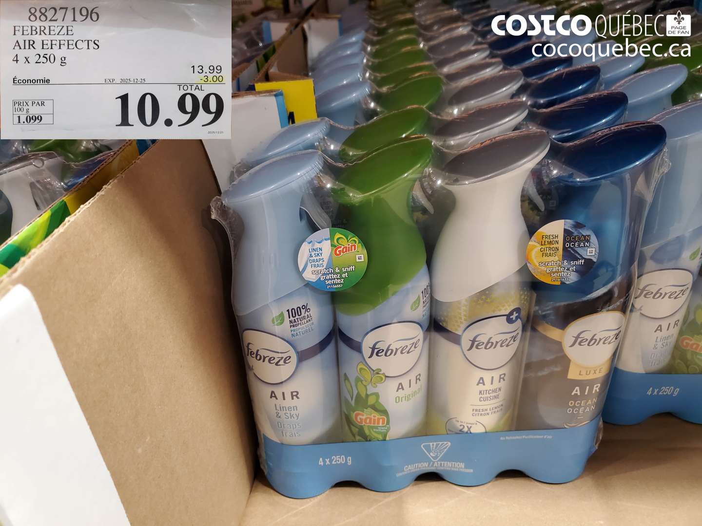 8827196 FEBREZE AIR EFFECTS 4 x 250 g ($3.00 INSTANT SAVINGS EXPIRES ON 2025-12-25) $10.99