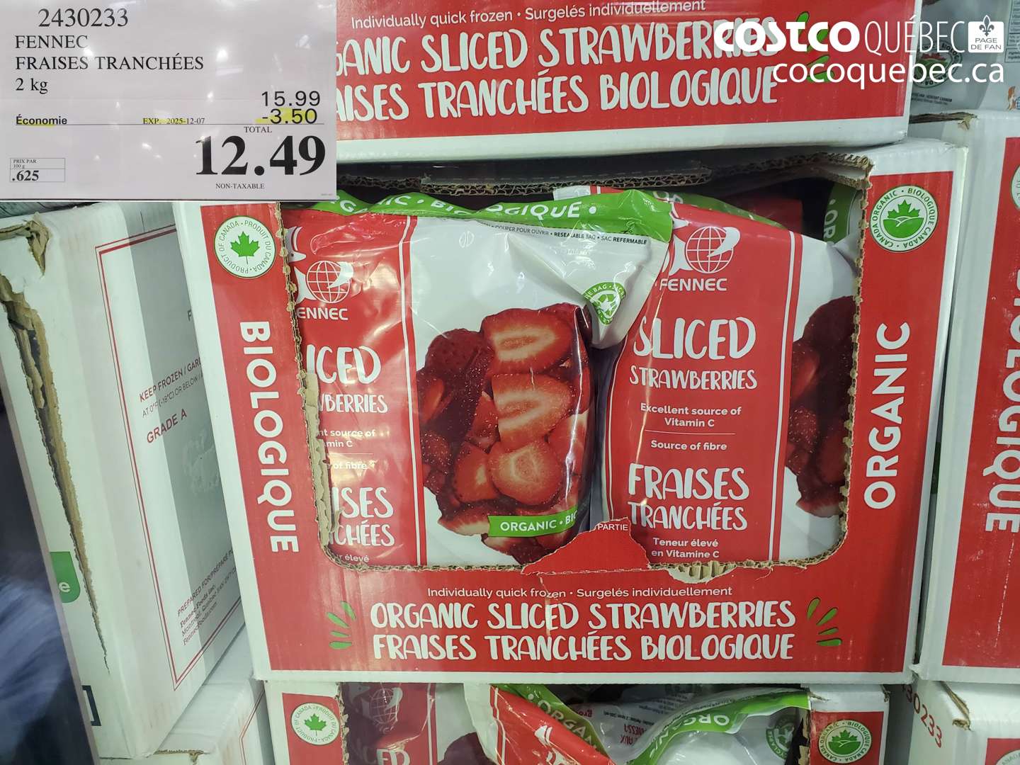 2430233 FENNEC FRAISES TRANCHÉES 2 kg ($3.50 INSTANT SAVINGS EXPIRES ON 2025-12-07) $12.49