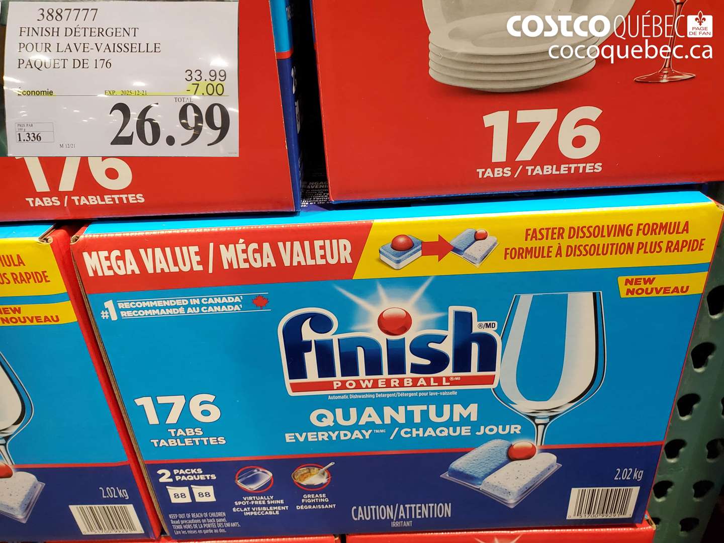 3887777 FINISH DÉTERGENT POUR LAVE-VAISSELLE PAQUET DE 176 (EXPIRES ON 2025-12-21) $26.99