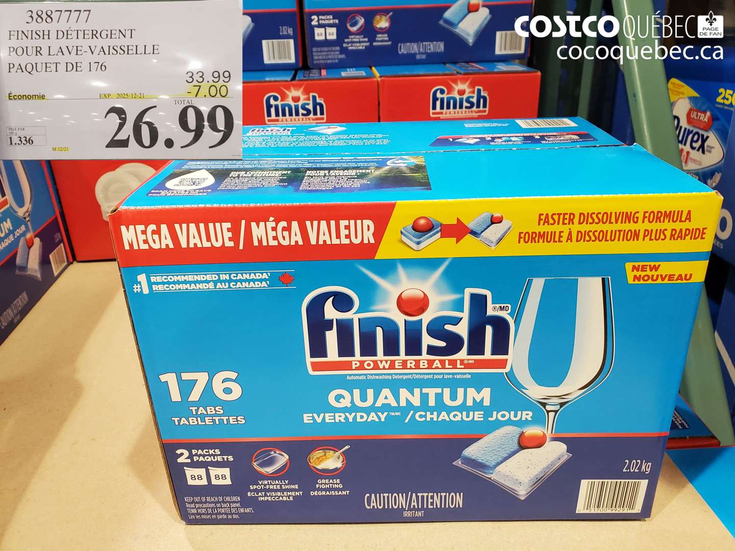 3887777 FINISH DÉTERGENT POUR LAVE-VAISSELLE PAQUET DE 176 ($7.00 INSTANT SAVINGS EXPIRES ON 2025-12-21) $26.99