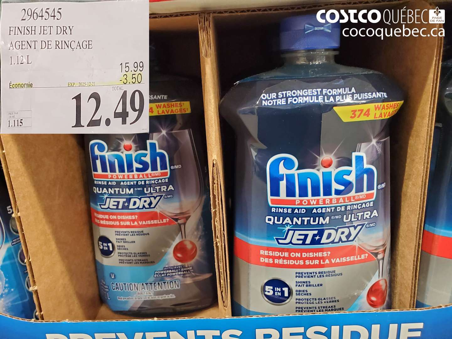 2964545 FINISH JET DRY AGENT DE RINÇAGE 1.12 L (EXPIRES ON 2025-12-21) $12.49