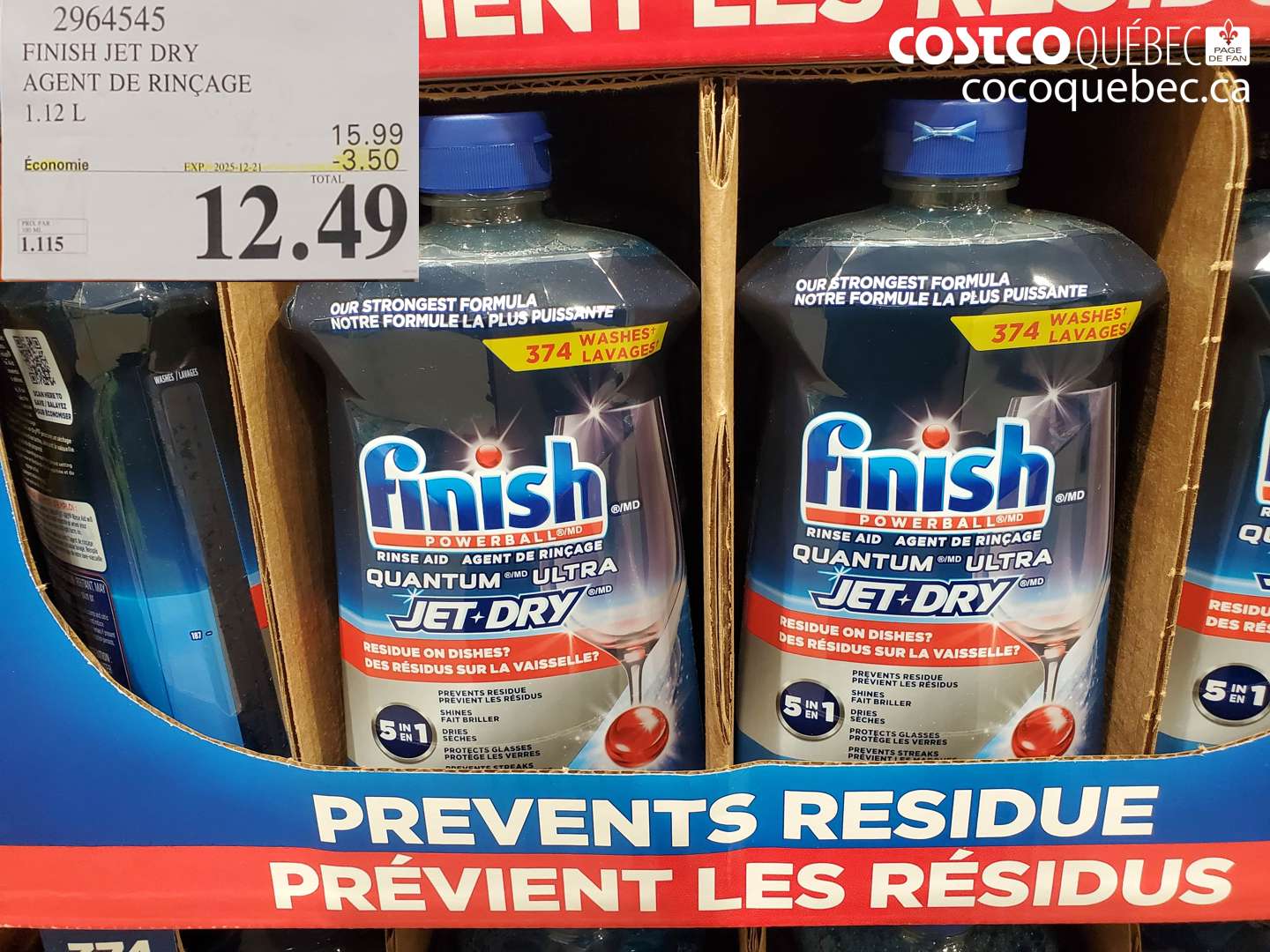 2964545 FINISH JET DRY AGENT DE RINÇAGE 1.12 L ($3.50 INSTANT SAVINGS EXPIRES ON 2025-12-21) $12.49