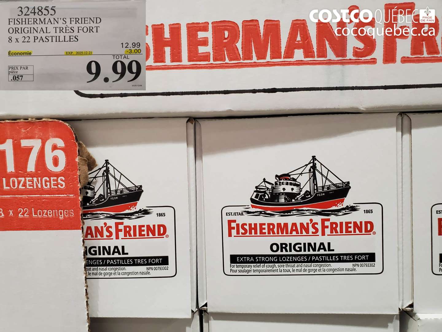 324855 FISHERMAN'S FRIEND ORIGINAL TRÈS FORT 8 x 22 PASTILLES ($3.00 INSTANT SAVINGS EXPIRES ON 2025-12-21) $9.99