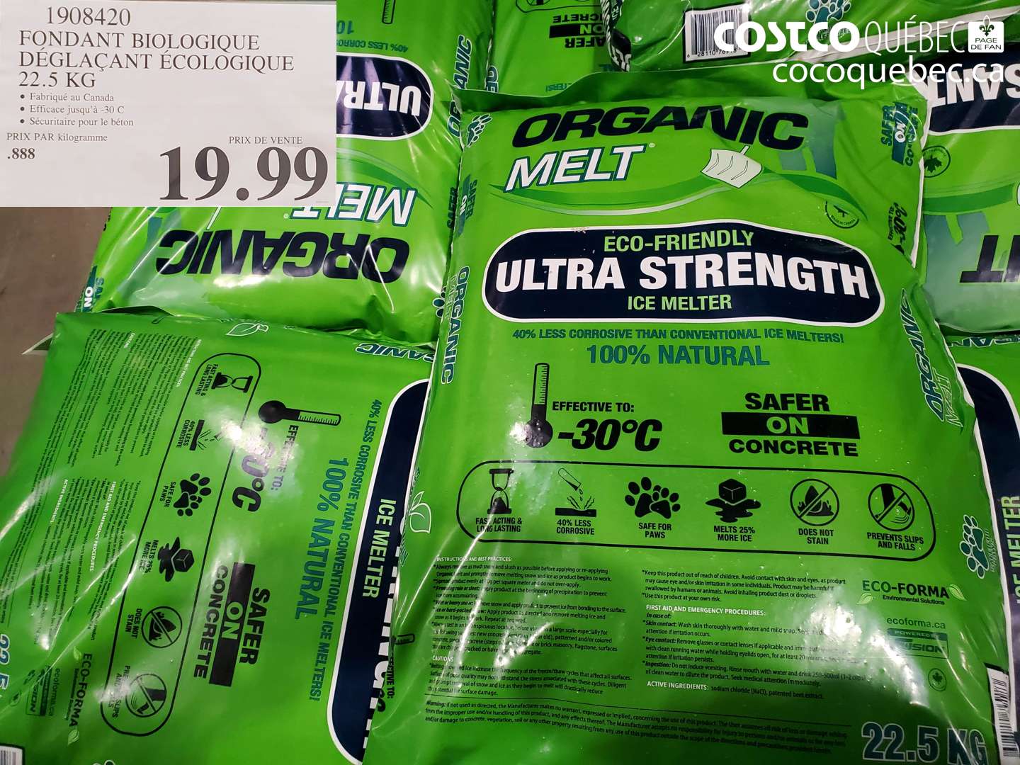 1908420 FONDANT BIOLOGIQUE DÉGLACANT ÉCOLOGIQUE 22.5 KG $19.99