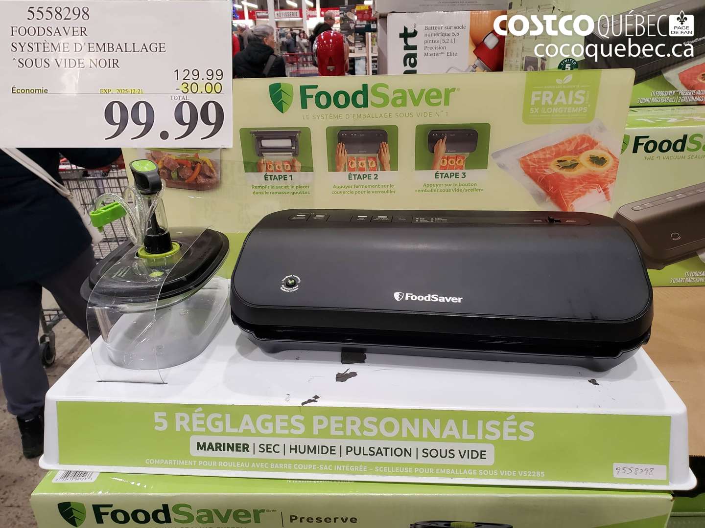 5558298 FOODSAVER SYSTÈME D'EMBALLAGE SOUS VIDE NOIR ($30.00 INSTANT SAVINGS EXPIRES ON 2025-12-21) $99.99
