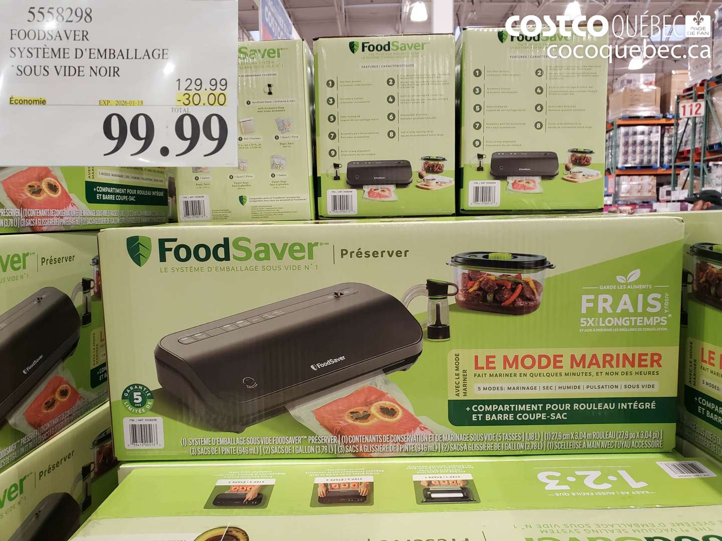 55558298 FOOD SAVER SYSTEME D'EMBALLAGE SOUS VIDE NOIR ($30.00 INSTANT SAVINGS EXPIRES ON 2026-01-18) $99.99