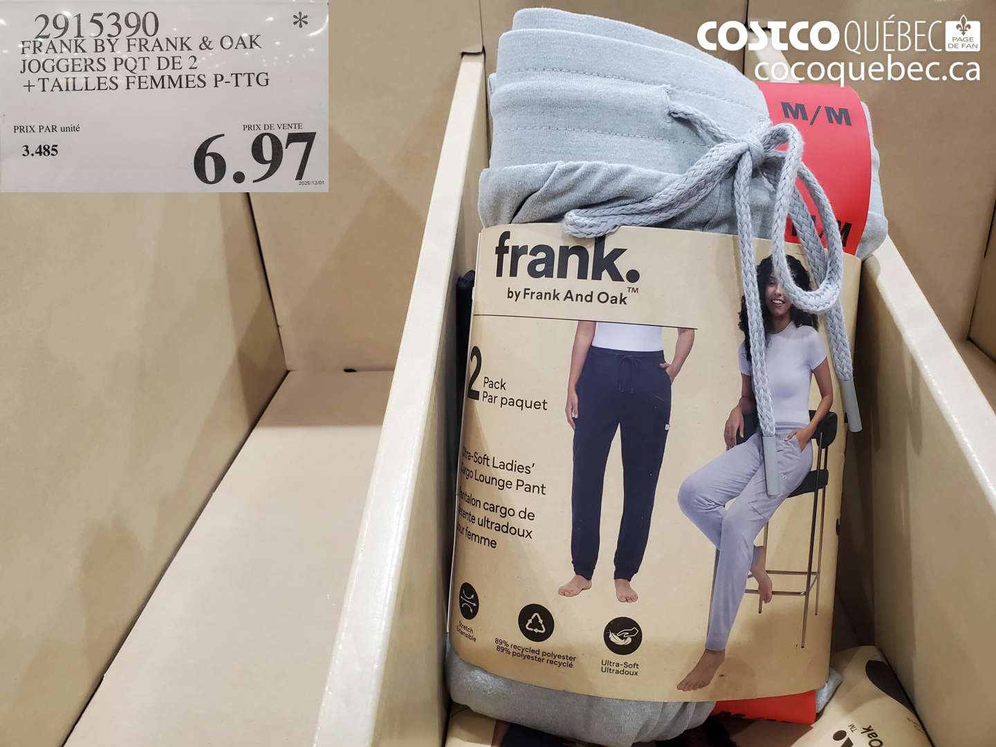 2915390 FRANK BY FRANK & OAK JOGGERS PQT DE 2 TAILLES FEMMES P-TTG $6.97