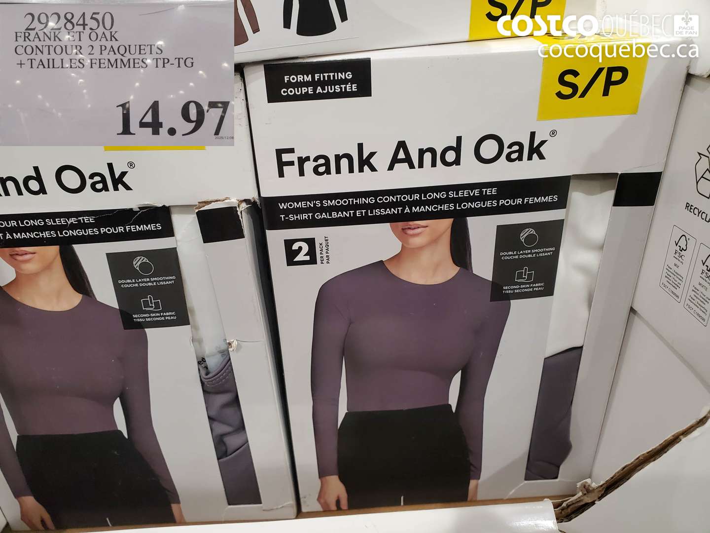 2928450 FRANK ET OAK CONTOUR 2 PAQUETS + TAILLES FEMMES TP-TG $14.97