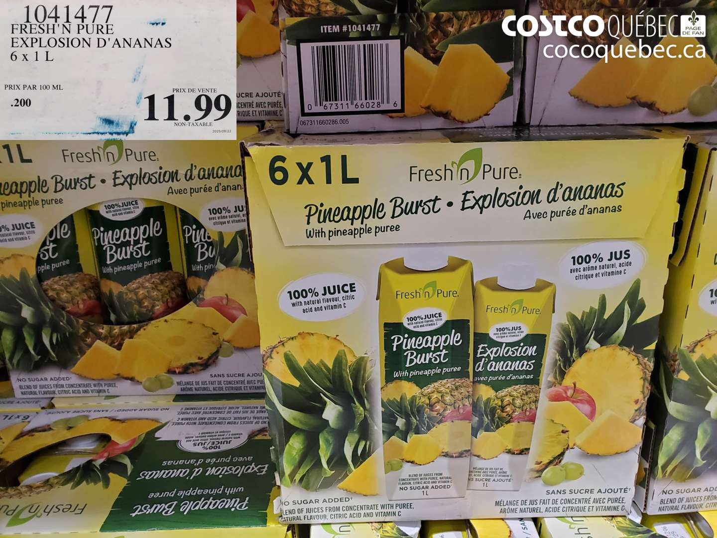 1041477 FRESH'N PURE EXPLOSION D'ANANAS 6 x 1 L $11.99