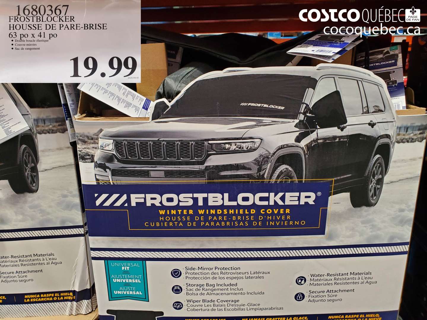 1680367 FROSTBLOCKER HOUSSE DE PARE-BRISE 63 po x 41 po $19.99