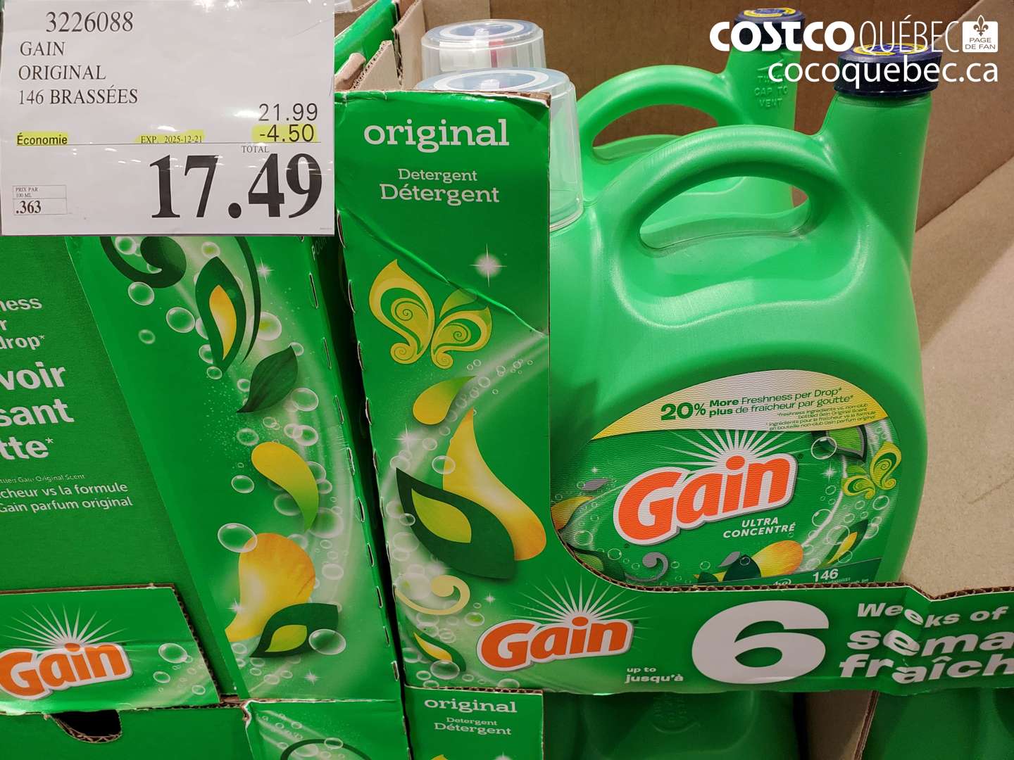 3226088 GAIN ORIGINAL 146 BRASSÉES ($4.50 INSTANT SAVINGS EXPIRES ON 2025-12-21) $17.49