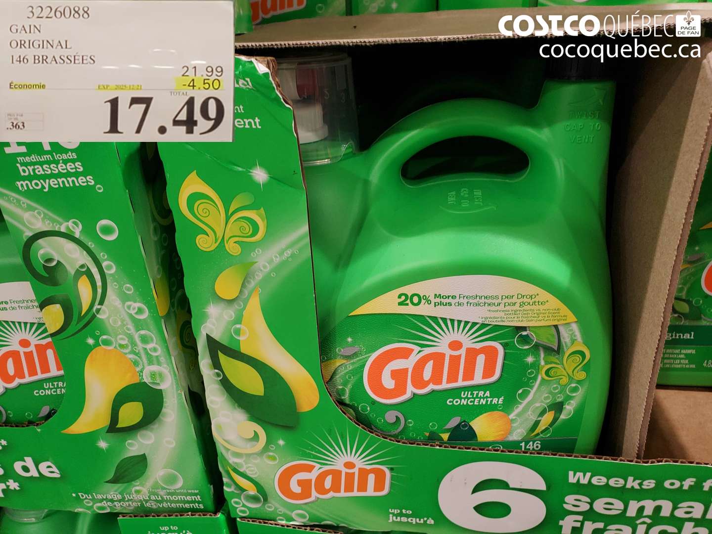 3226088 GAIN ORIGINAL 146 BRASSEES  ($4.50 INSTANT SAVINGS EXPIRES ON 2025-12-21) $17.49