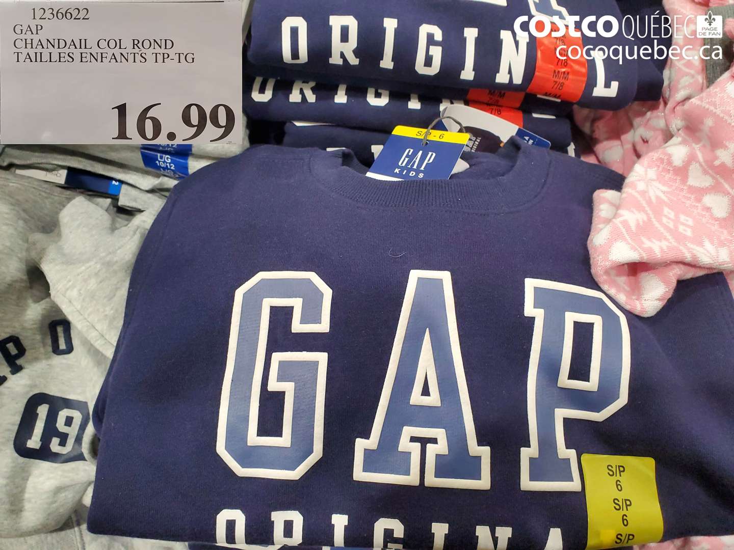 1236622 GAP CHANDAIL COL ROND TAILLES ENFANTS TP-TG $16.99