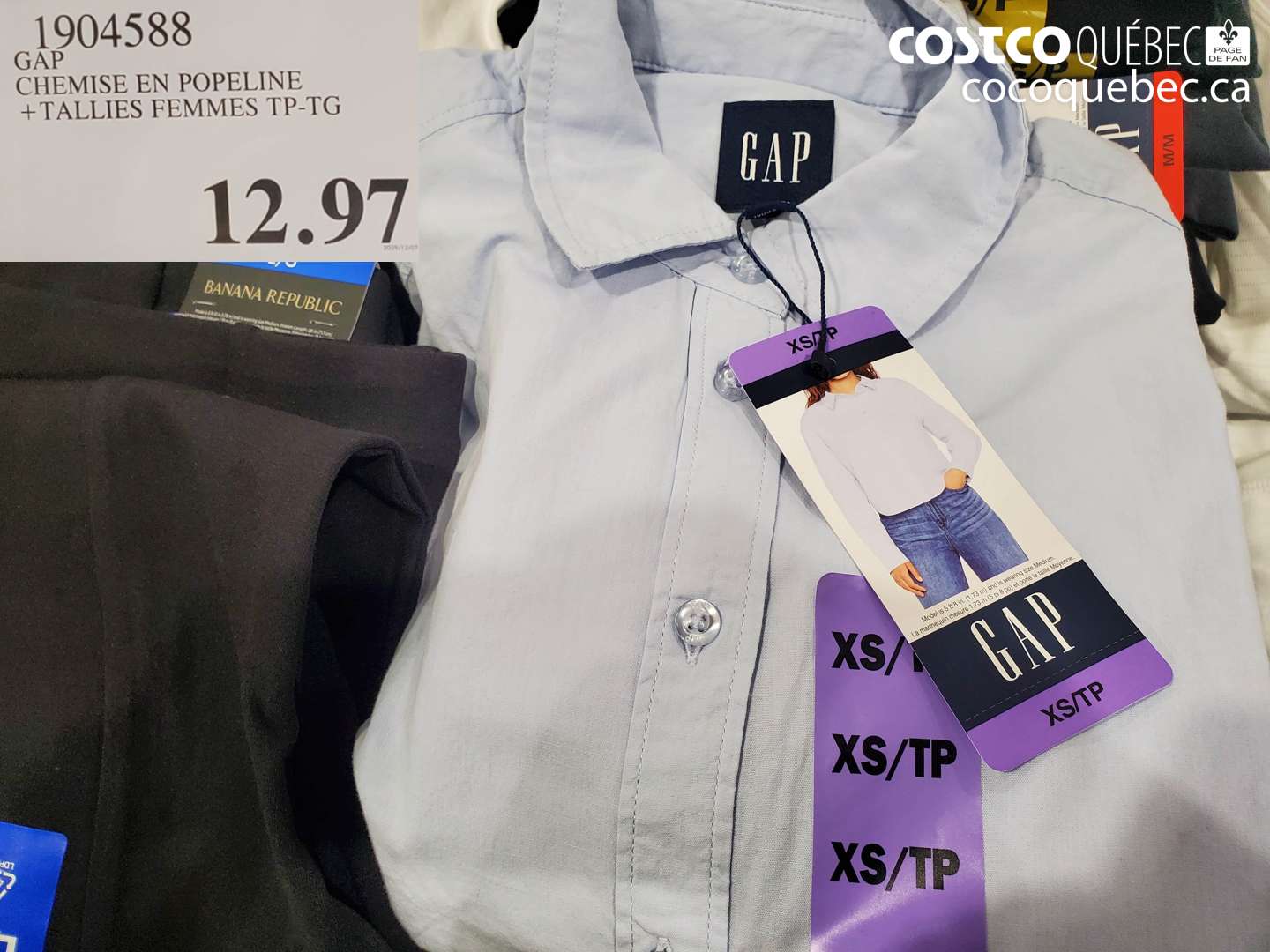 1904588 GAP CHEMISE EN POPELINE + TALLIES FEMMES TP-TG $12.97