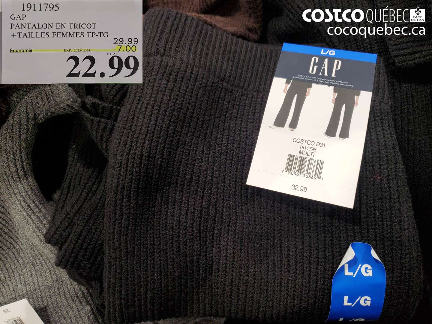 1911795 GAP PANTALON EN TRICOT +TAILLES FEMMES TP-TG (EXPIRES ON 2025-12-14) $22.99