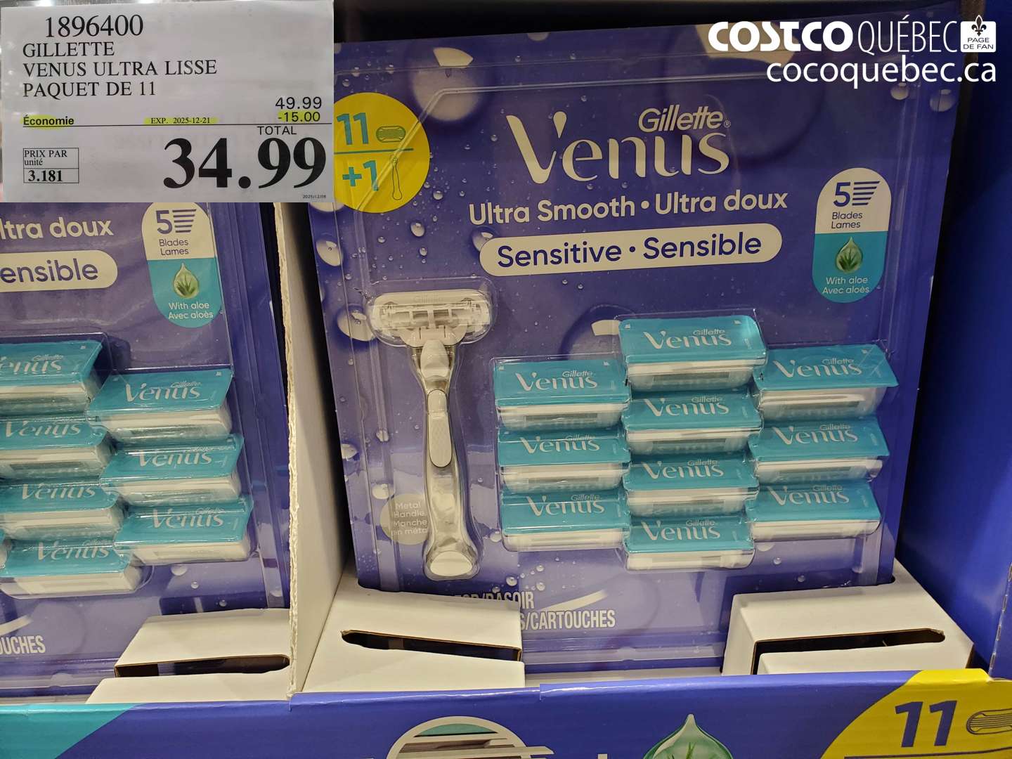 1896400 GILLETTE VENUS ULTRA LISSE PAQUET DE 11 (EXPIRES ON 2025-12-21) $34.99