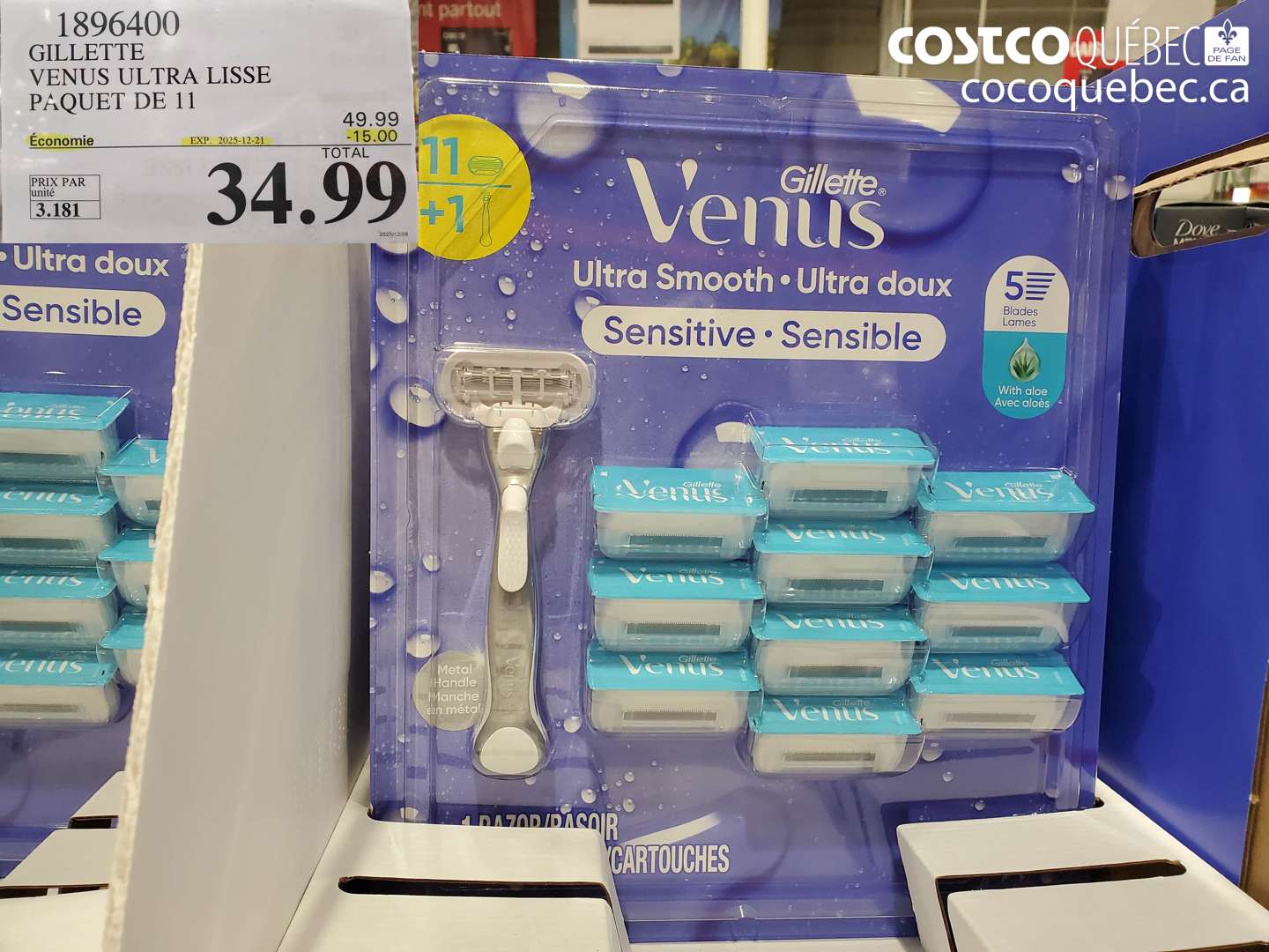1896400 GILLETTE VENUS ULTRA LISSE PAQUET DE 11 ($15.00 INSTANT SAVINGS EXPIRES ON 2025-12-21) $34.99