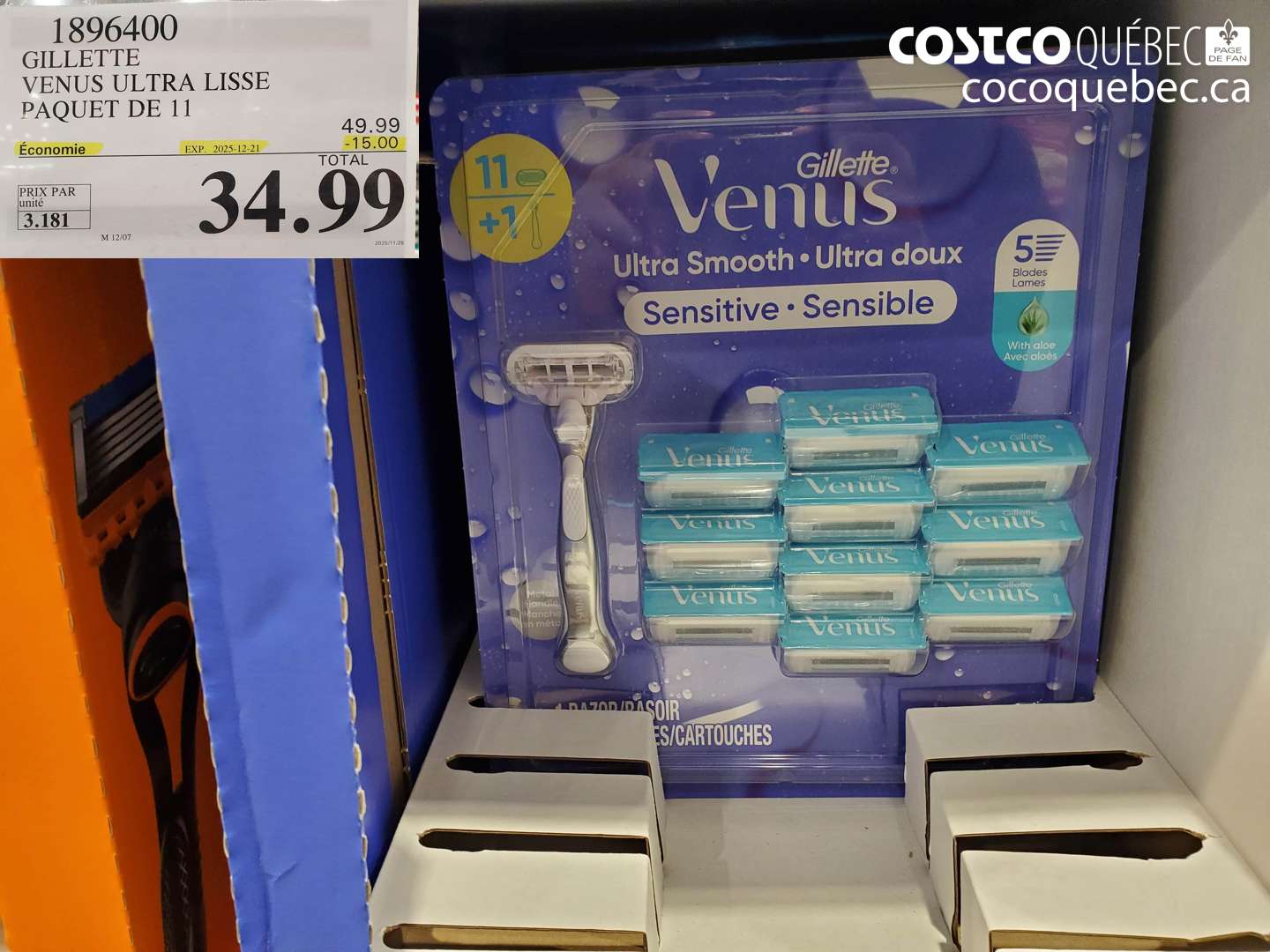 1896400 GILLETTE VENUS ULTRA LISSE PAQUET DE 11  ($15.00 INSTANT SAVINGS EXPIRES ON 2025-12-21) $34.99