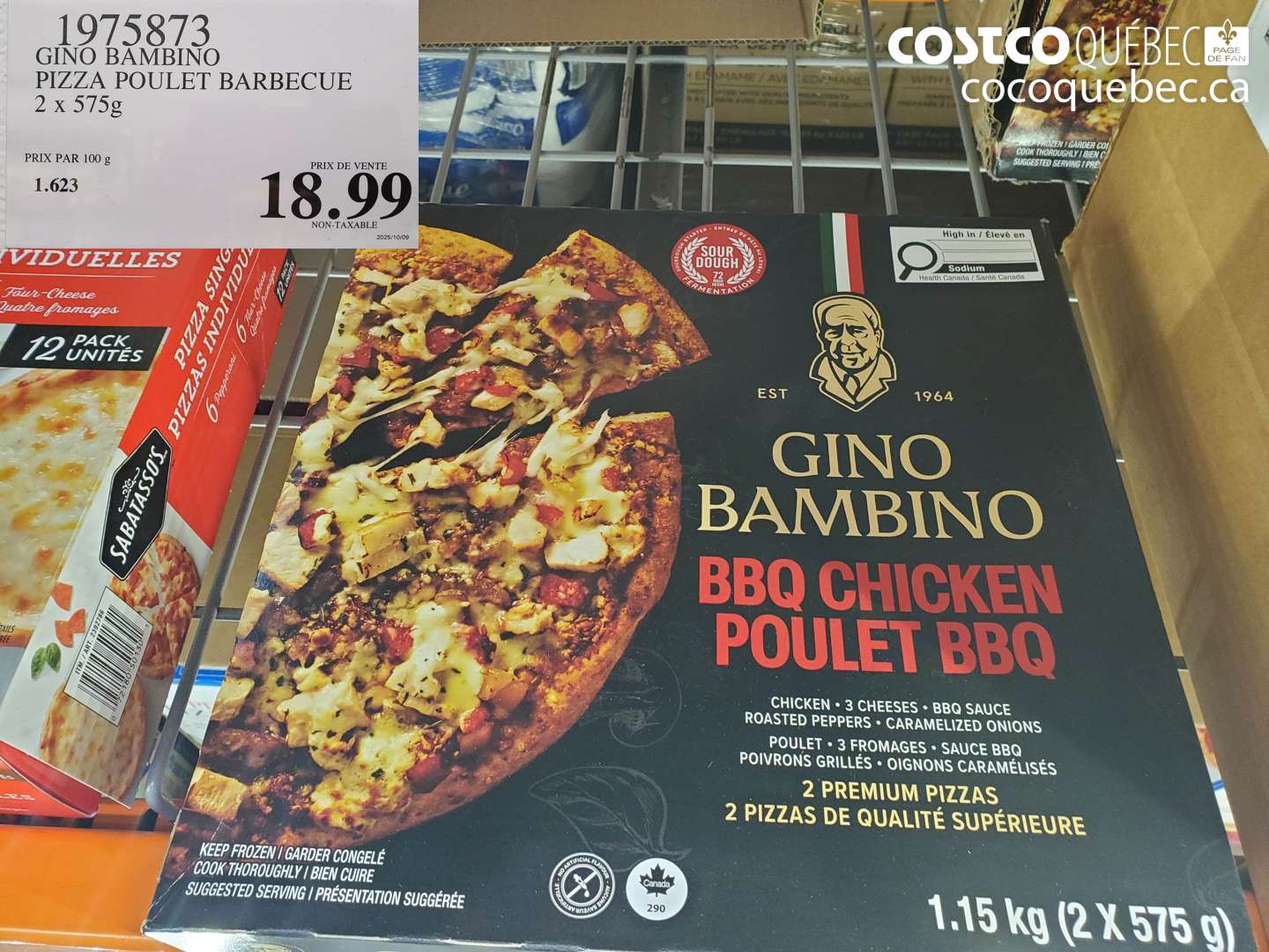 1975873 GINO BAMBINO PIZZA POULET BARBECUE 2 x 575g $18.99