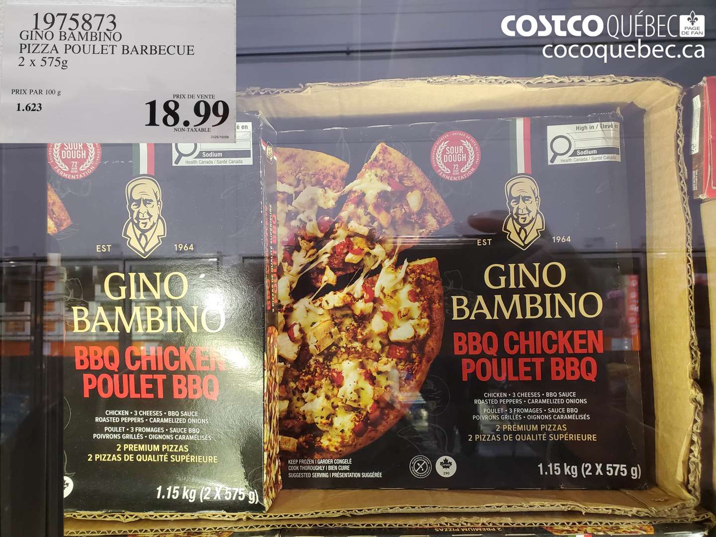 1975873 GINO BAMBINO PIZZA POULET BARBECUE 2 x 575g $18.99