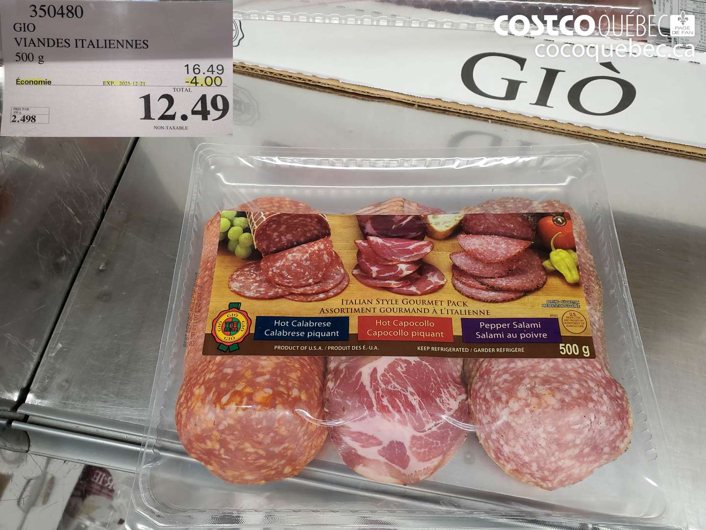 350480 GIO VIANDES ITALIENNES 500 g ($4.00 INSTANT SAVINGS EXPIRES ON 2025-12-21) $12.49