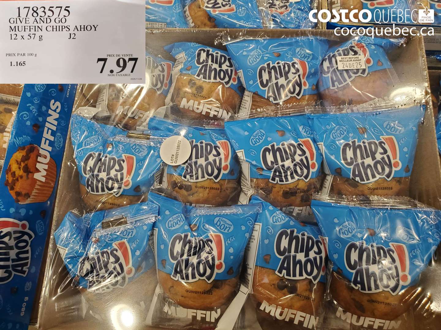 1783575 GIVE AND GO MUFFIN CHIPS AHOY 12 x 57 g $7.97