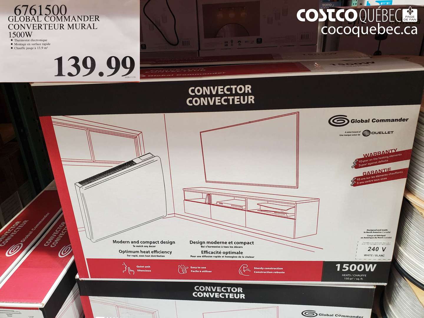 6761500 GLOBAL COMMANDER CONVERTEUR MURAL 1500W $139.99