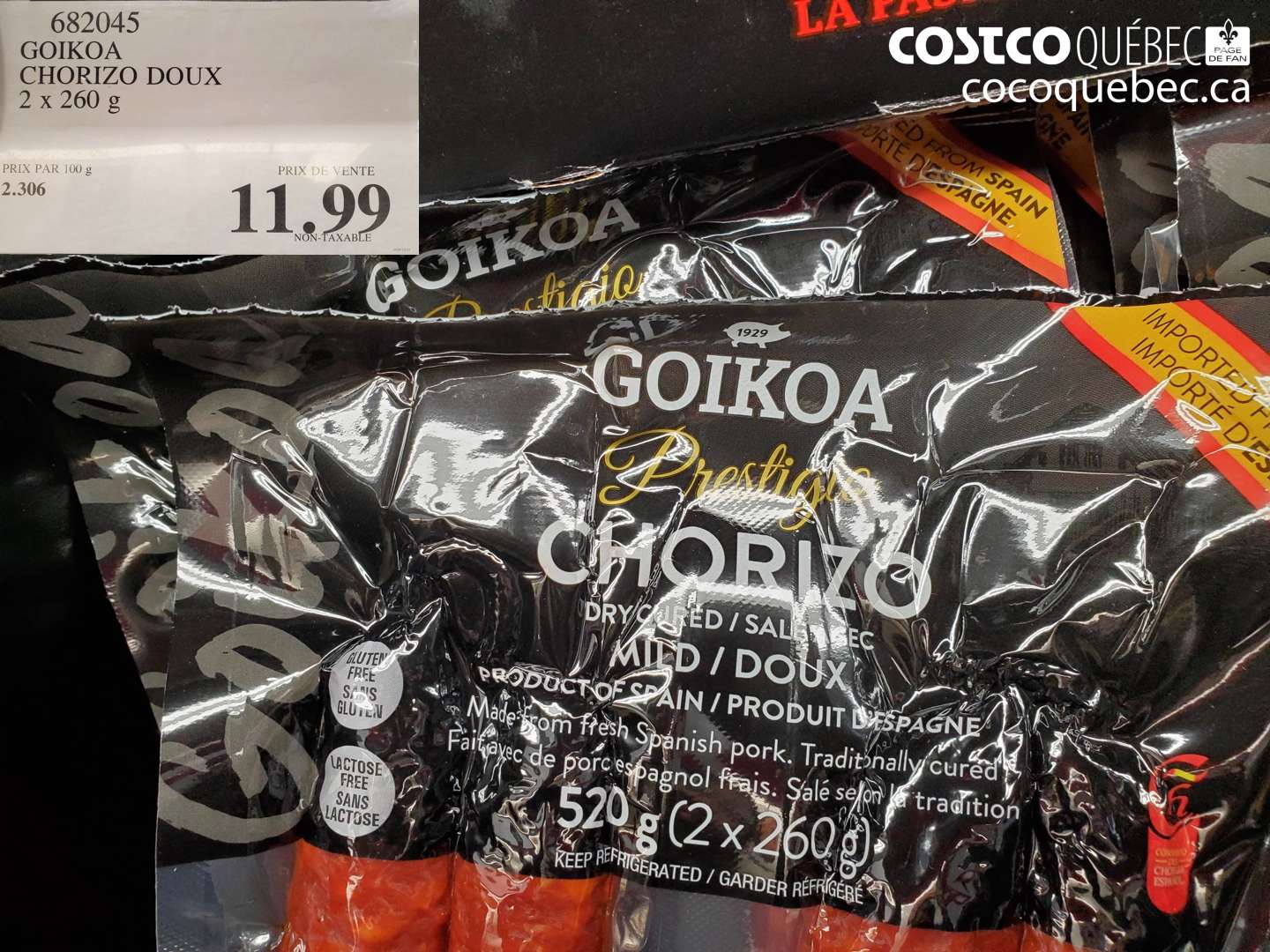 682045 GOKOA CHORIZO DOUX 2 x 260 g $11.99