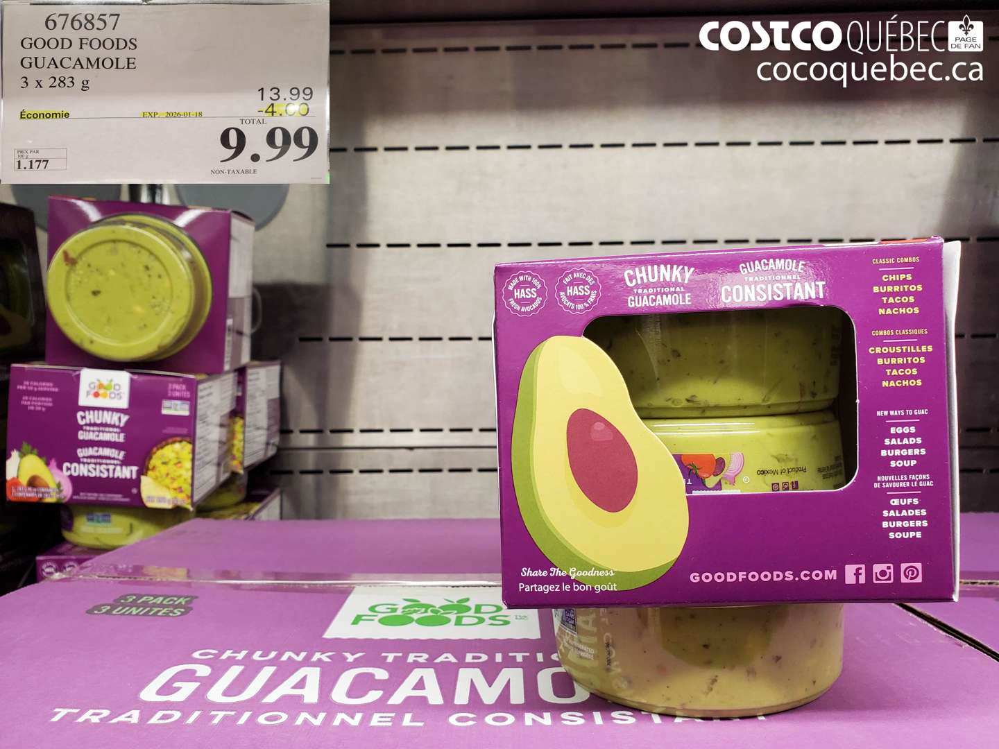 676857 GOOD FOODS GUACAMOLE 3 x 283 g ($4.00 INSTANT SAVINGS EXPIRES ON 2026-01-18) $9.99