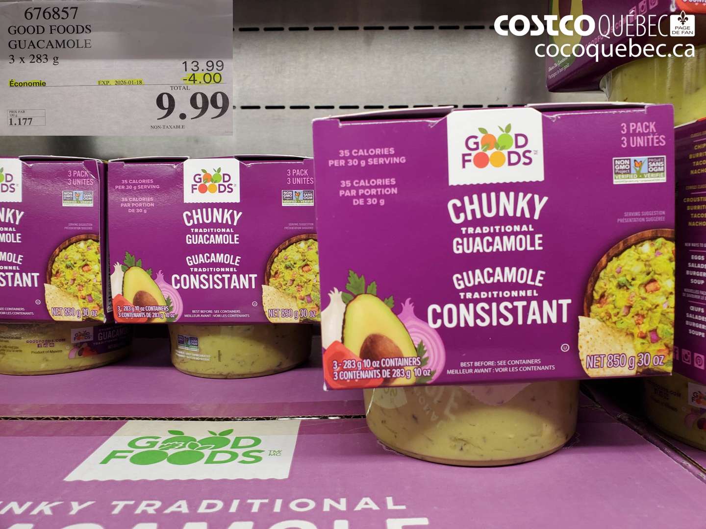 676857 GOOD FOODS GUACAMOLE 3 x 283 g ($4.00 INSTANT SAVINGS EXPIRES ON 2026-01-18) $9.99