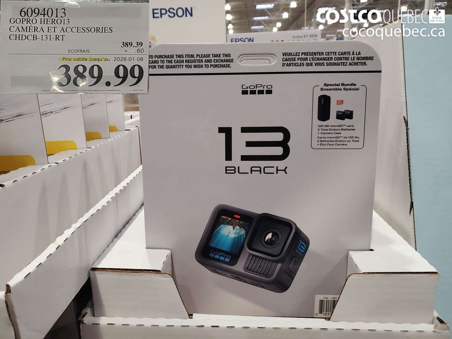 6094013 GOPRO HERO13 CAMÉRA ET ACCESSORIES CHD CB-131-RT (EXPIRES ON 2026-01-08) $389.99