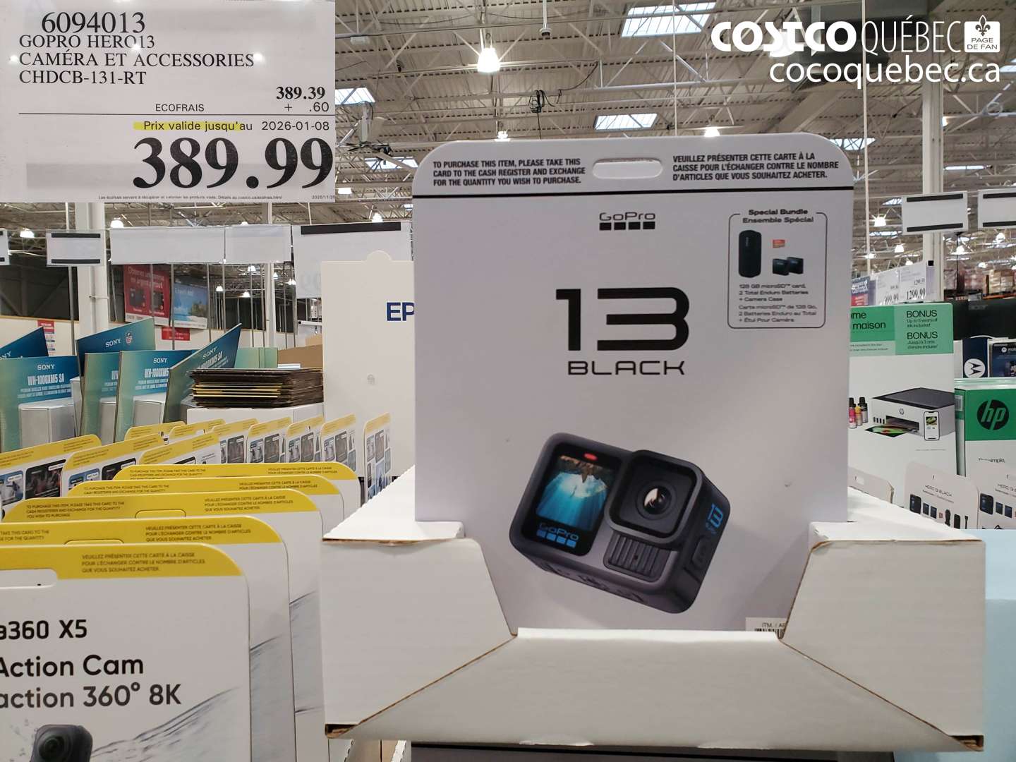 6094013 GOPRO HERO13 CAMÉRA ET ACCESSORIES CHD CB-131-RT (EXPIRES ON 2026-01-08) $389.99