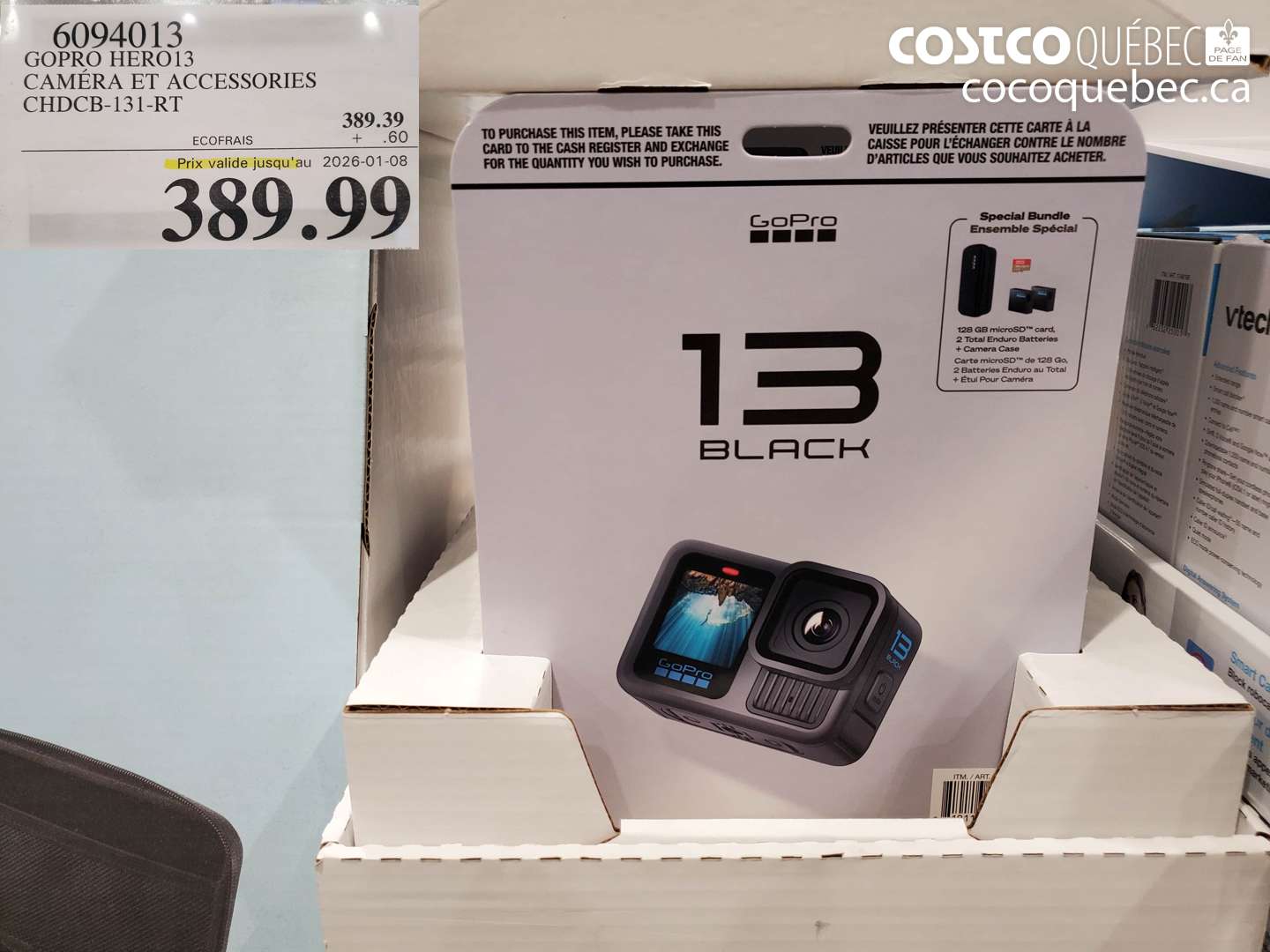 6094013 GOPRO HERO13 CAMÉRA ET ACCESSORIES CHD CB-131-RT (EXPIRES ON 2026-01-08) $389.99