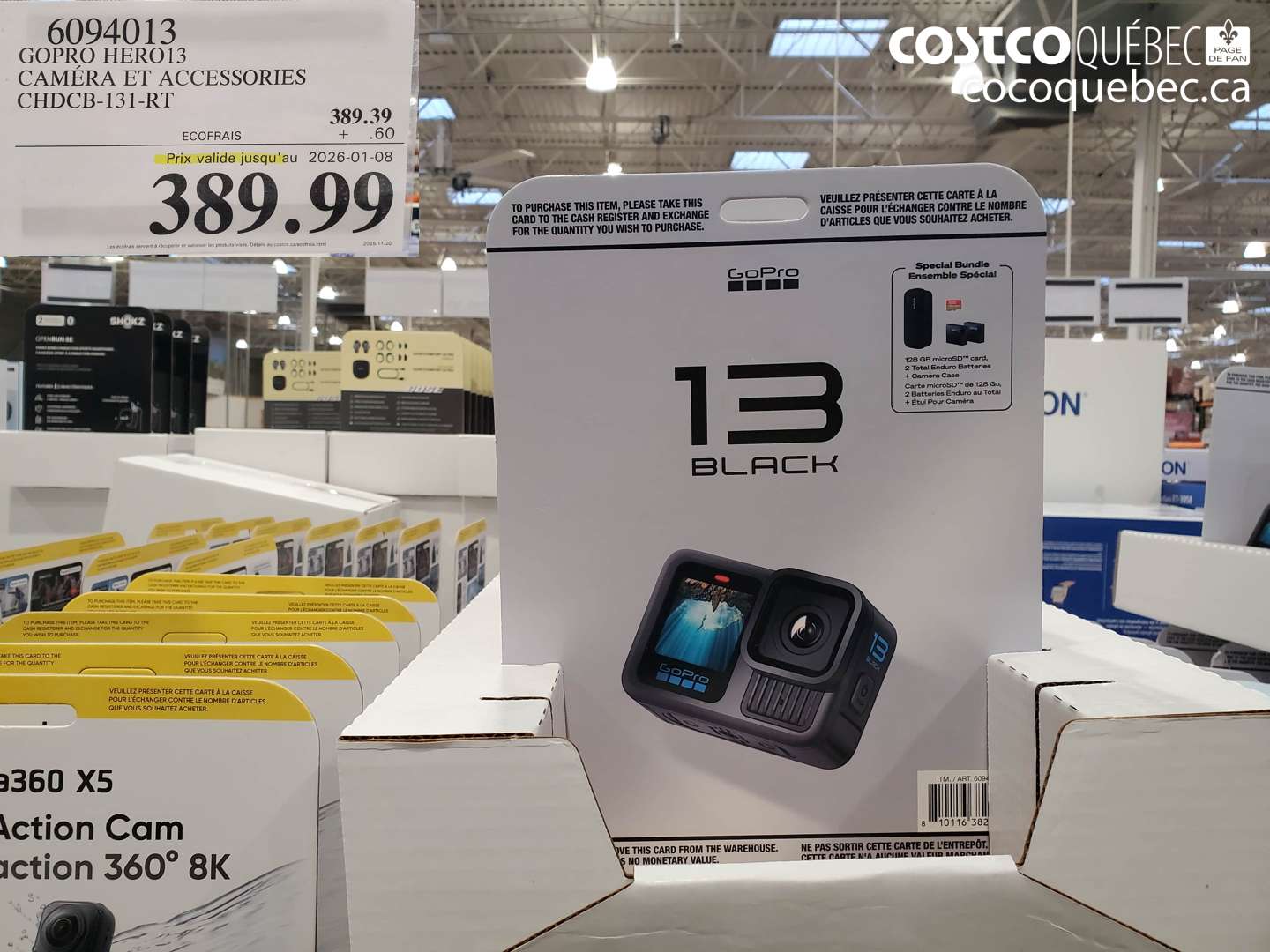 6094013 GOPRO HERO 13 ENSEMBLE CHDCB-131-RT  (EXPIRES ON 2026-01-08) $389.99