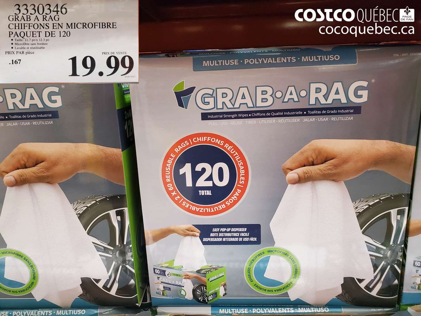 3330346 GRAB A RAG CHIFFONS EN MICROFIBRE PAQUET DE 120 $19.99