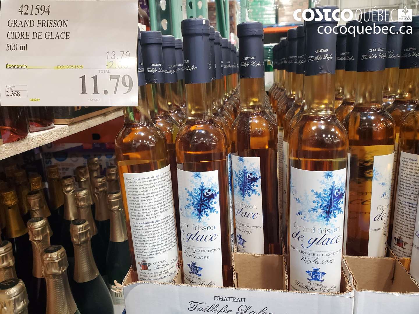 421594 GRAND FRISSON CIDRE DE GLACE 500 ML ($2.00 INSTANT SAVINGS EXPIRES ON 2025-12-28) $11.79