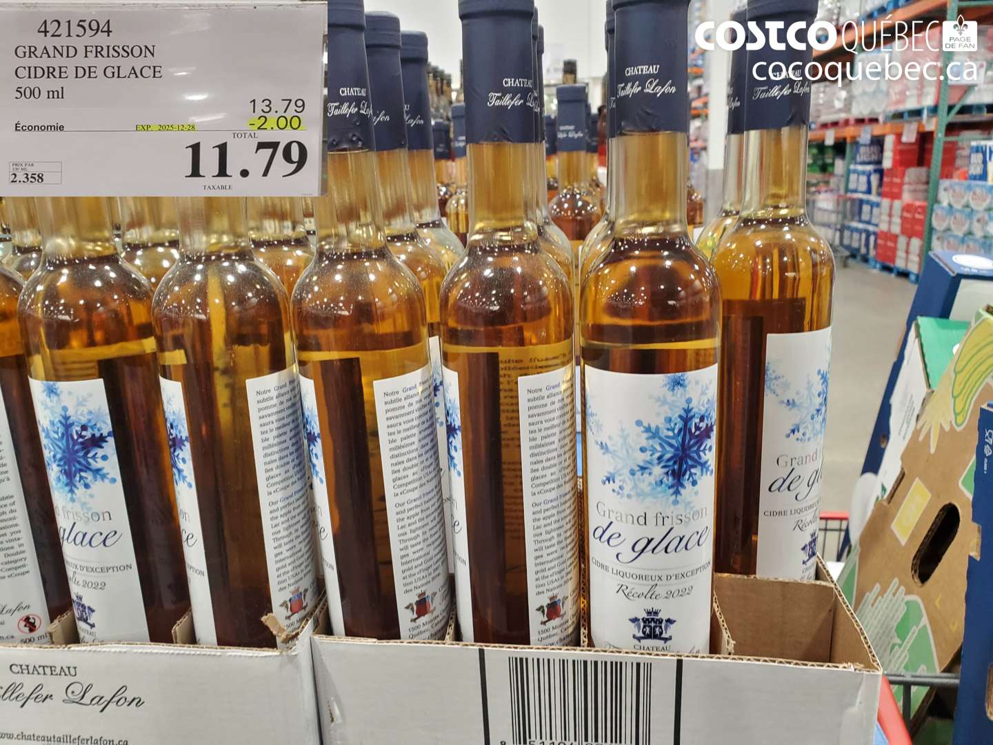 421594 GRAND FRISSON CIDRE DE GLACE 500 ml (EXPIRES ON 2025-12-28) $11.79