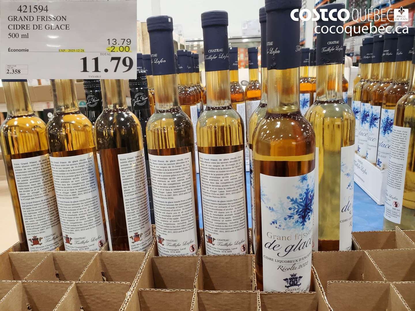 421594 GRAND FRISSON CIDRE DE GLACE 500 ml (EXPIRES ON 2025-12-28) $11.79