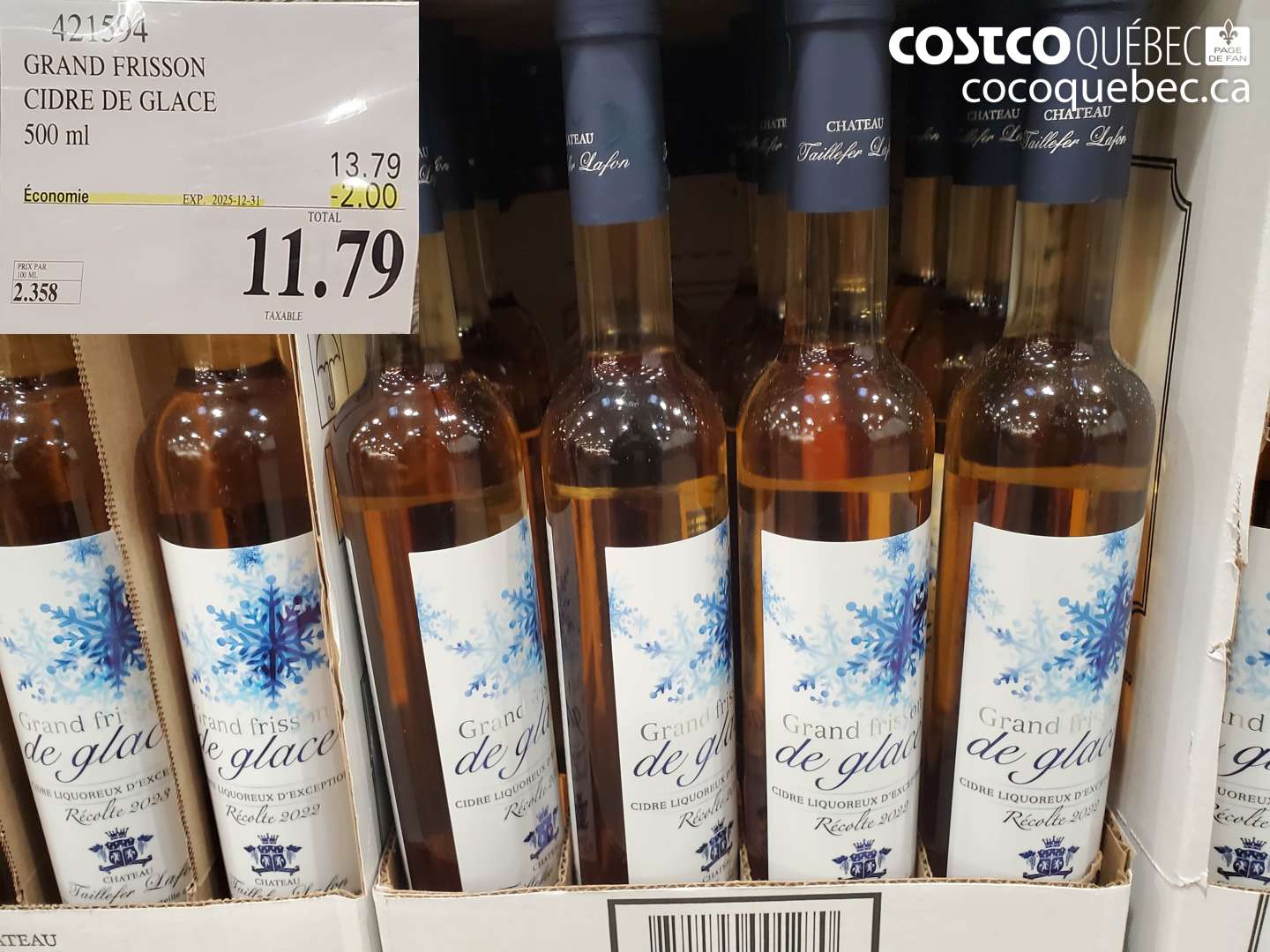 421594 GRAND FRISSON CIDRE DE GLACE 500 ml ($2.00 INSTANT SAVINGS EXPIRES ON 2025-12-31) $11.79
