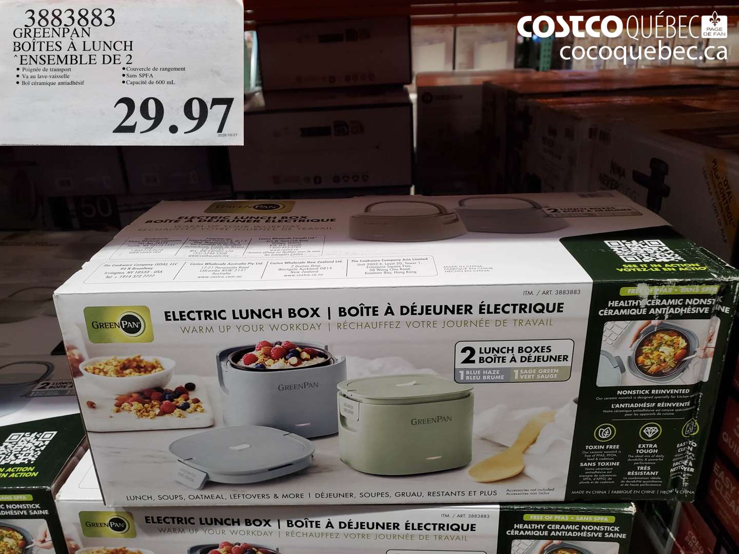 3883883 GREENPAN BOITES A LUNCH ENSEMBLE DE 2 $29.97