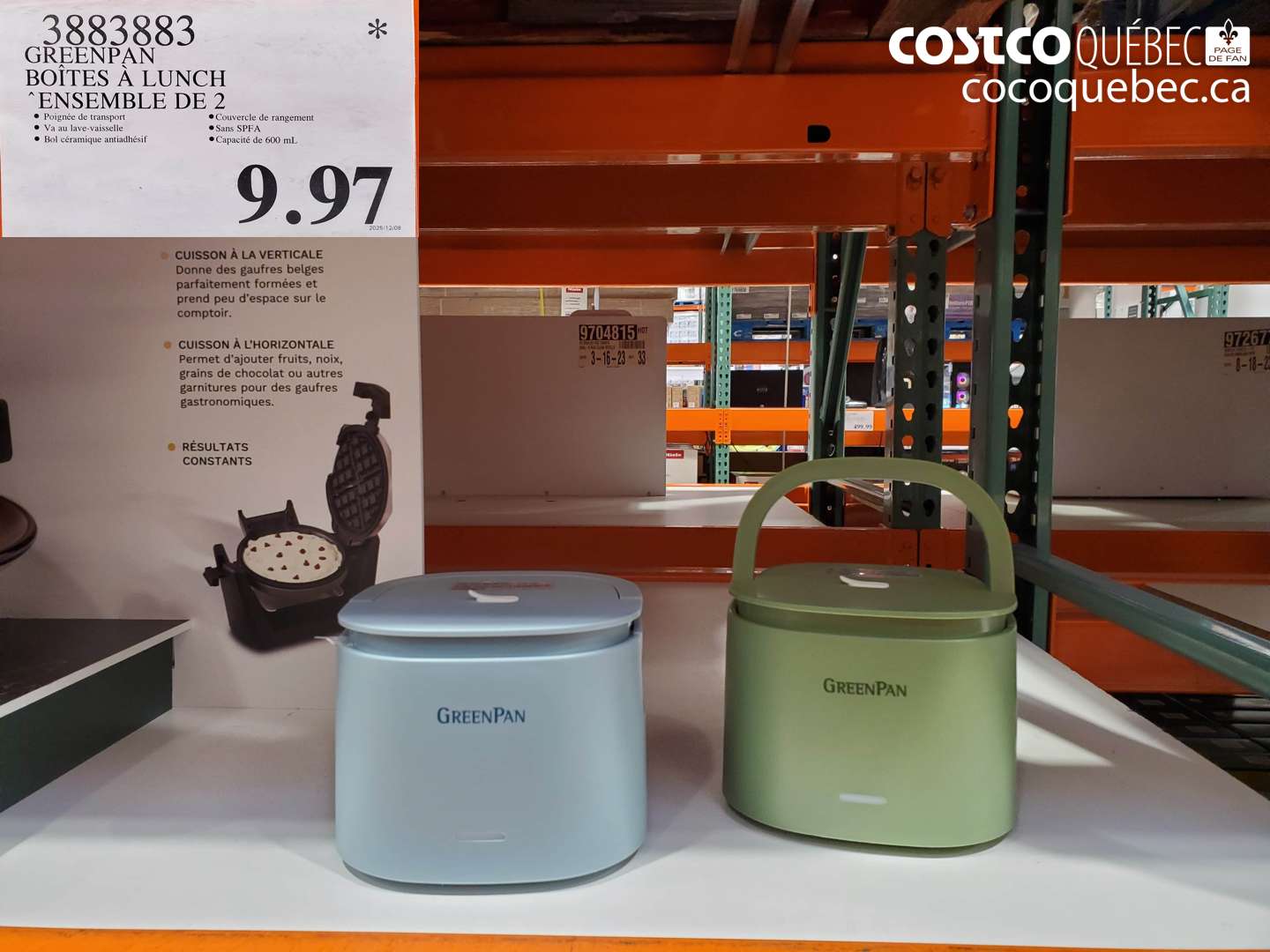 3883883 GREENPAN BOÎTES À LUNCH ENSEMBLE DE 2 $9.97