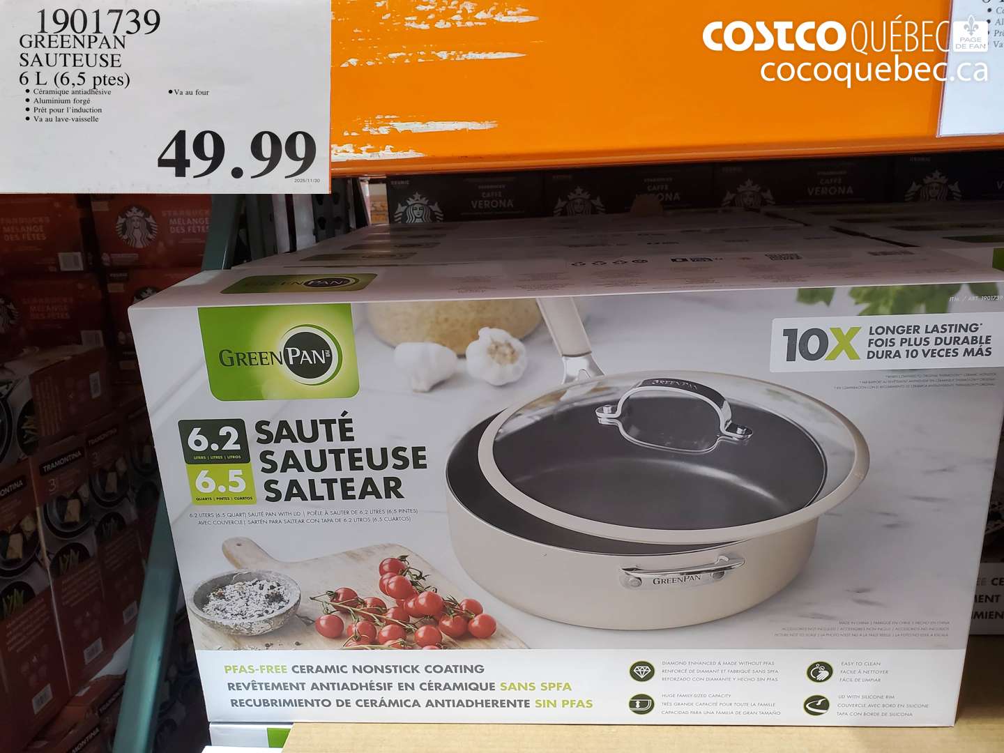 1901739 GREENPAN SAUTEUSE 6 L (6,5 ptes) $49.99