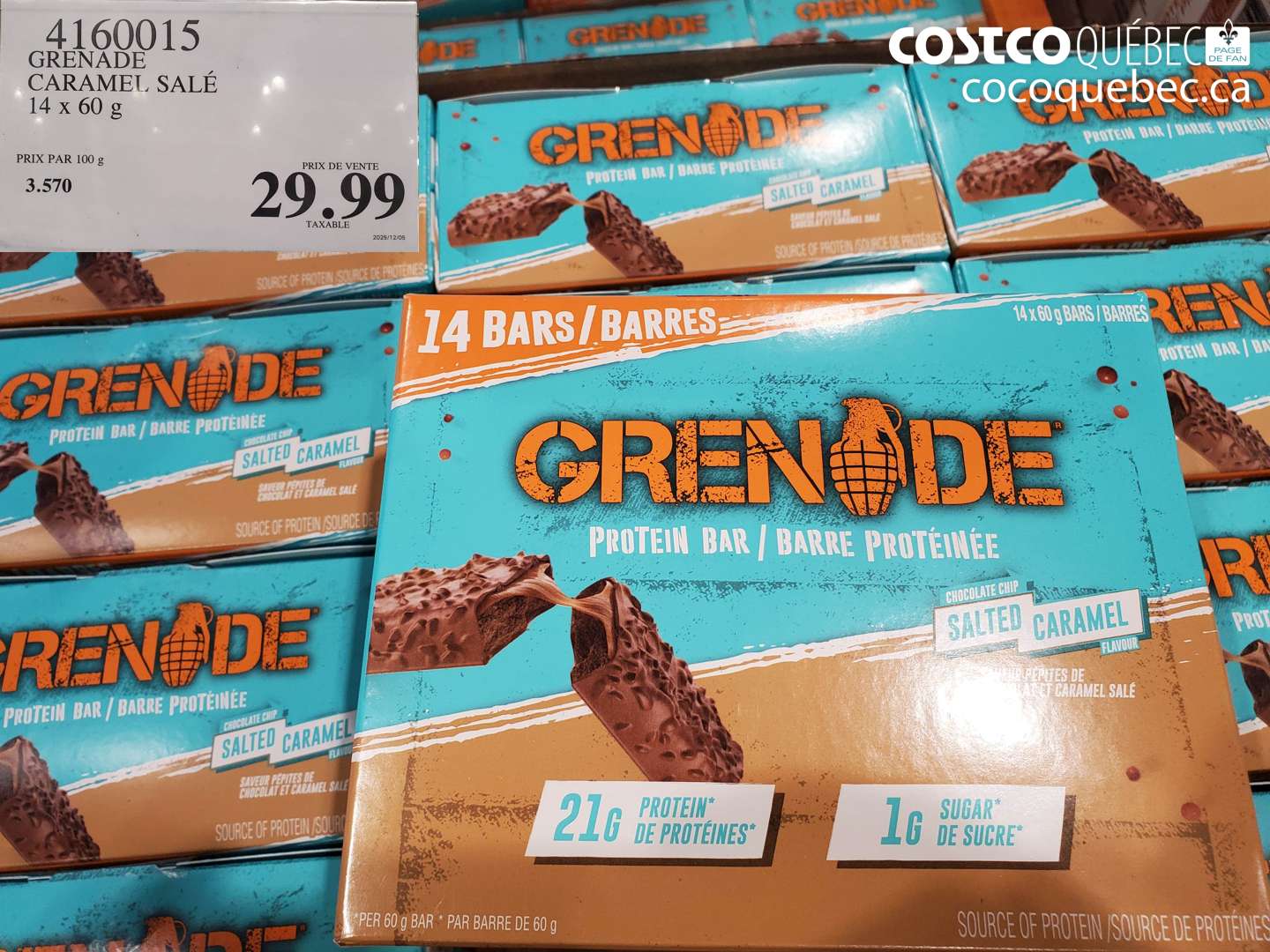 4160015 GRENADE CARAMEL, SALÉ 14 x 60 g $29.99