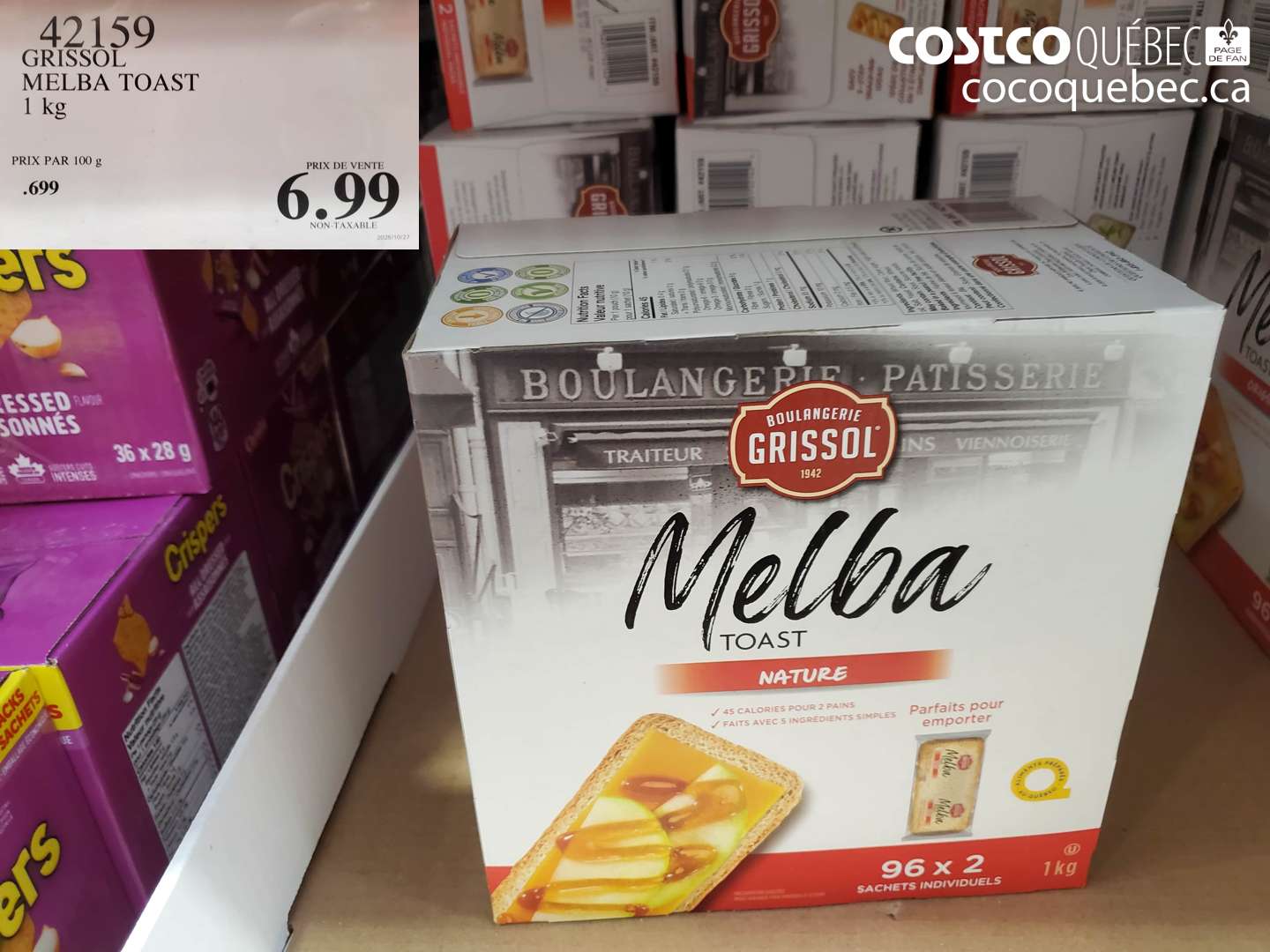 42159 GRISSOL MELBA TOAST 1 kg $6.99